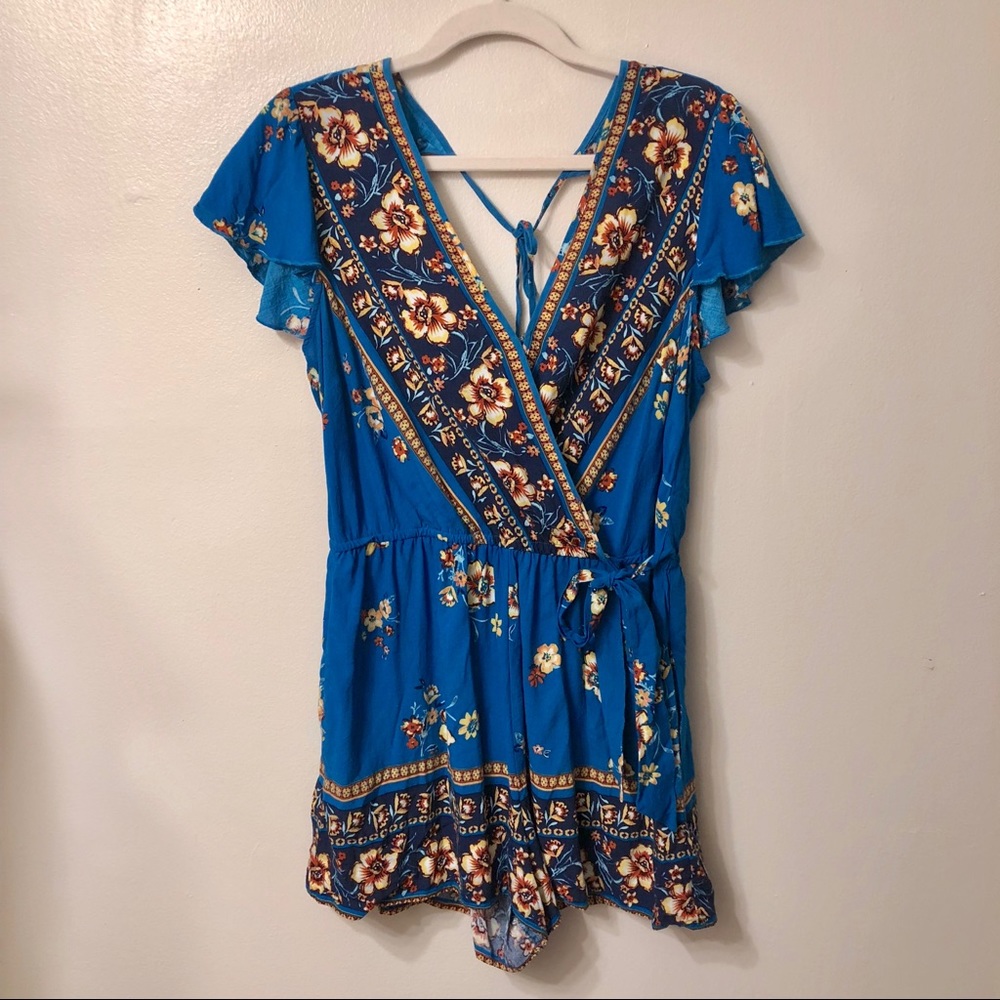 Blue Floral Romper